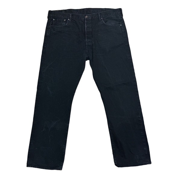 Levi Strauss 501 Mens‎ Jeans Vintage Denim Black Button Fly Size 42x32 EUC - Picture 1 of 5